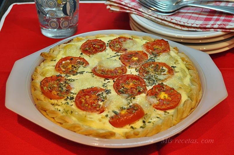 Onion quiche and string tomatoes